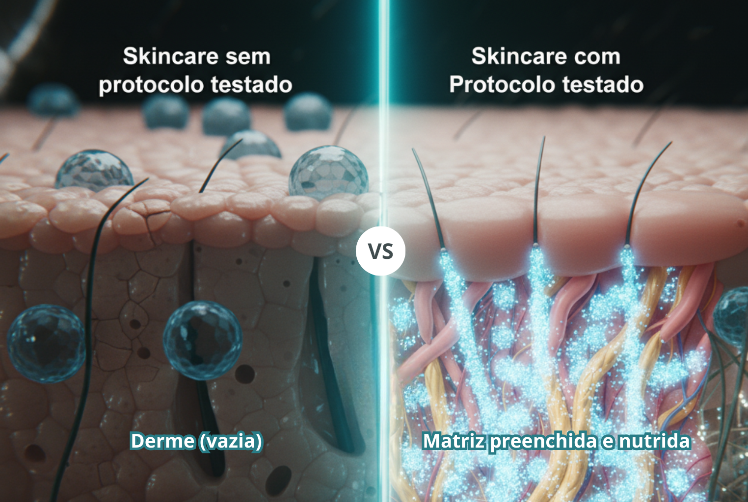 Infographic comparing the skin barrier blocking common creams versus the deep permeation of the Biode Protocol